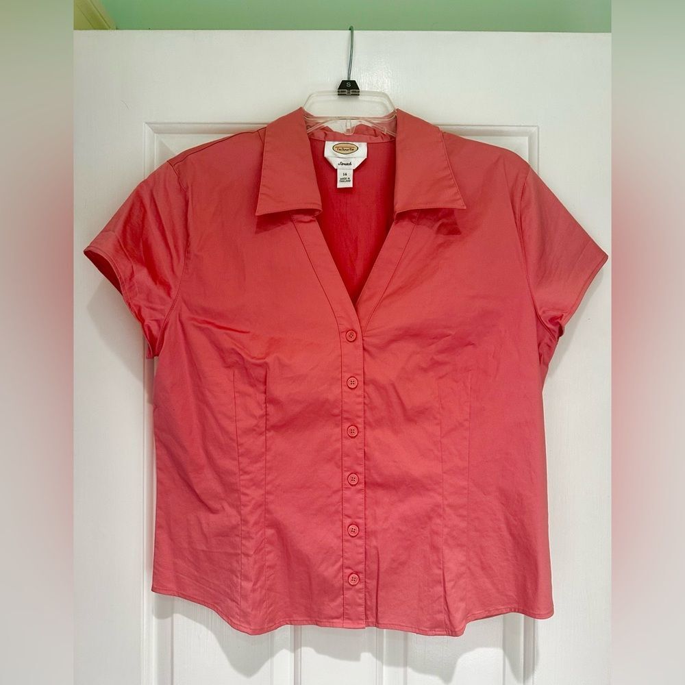 Talbots Vintage Coral Button-Down Blouse